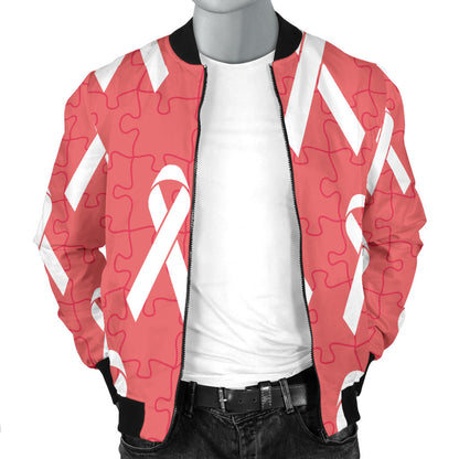 Autism Awareness Ribbon Design Print Men Bomber Jacket