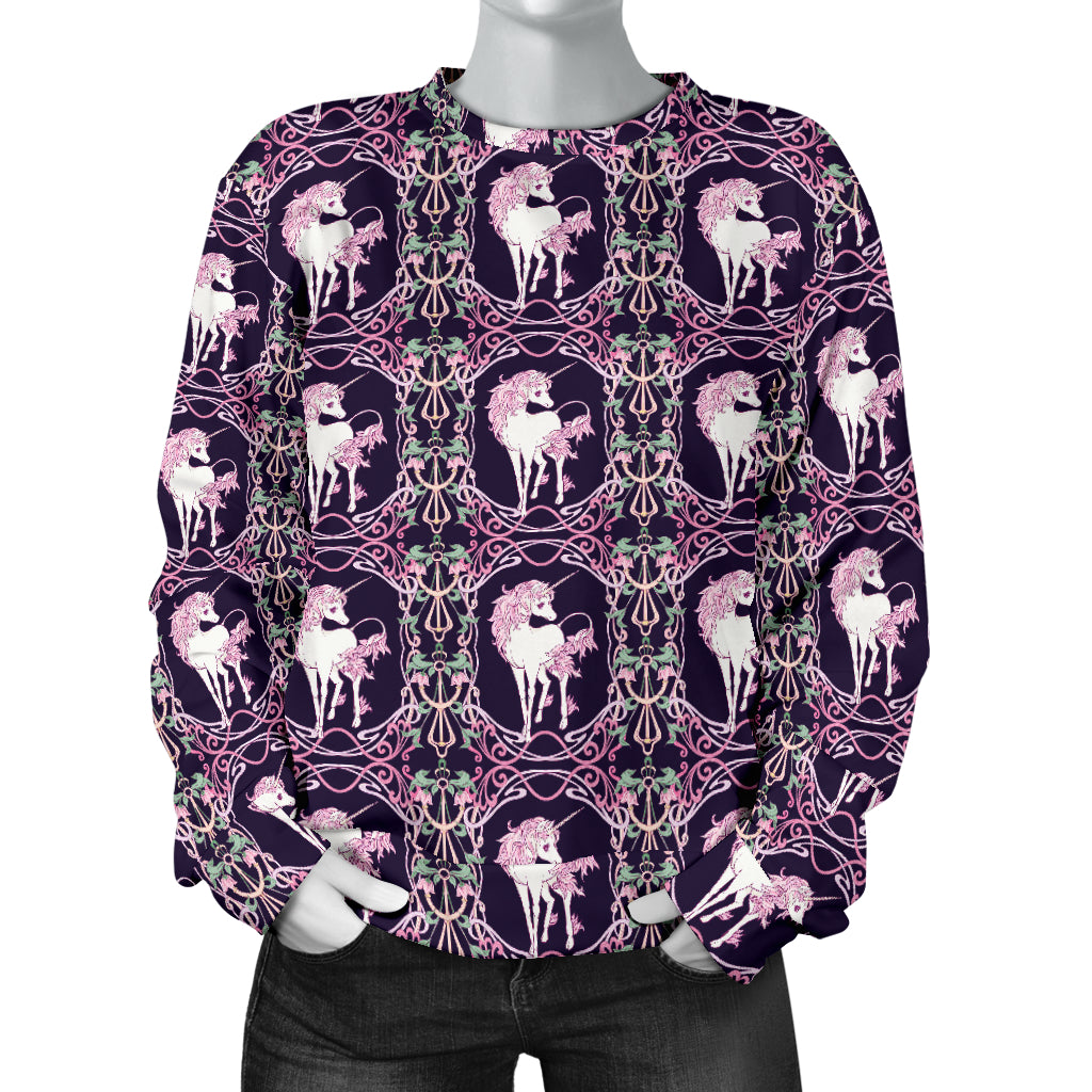 Unicorn Fantastic Flower Women Long Sleeve Sweatshirt