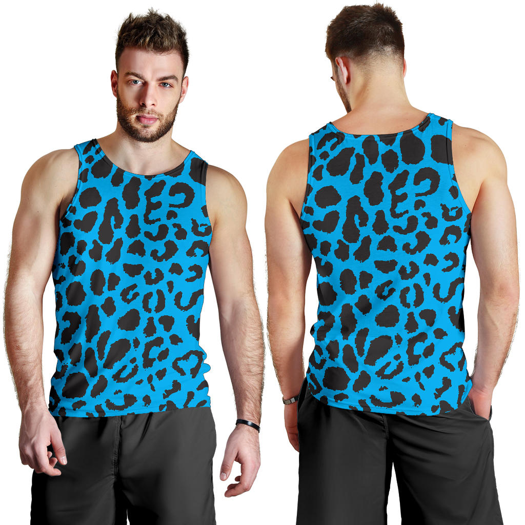 Cheetah Blue Print Pattern Men Tank Top