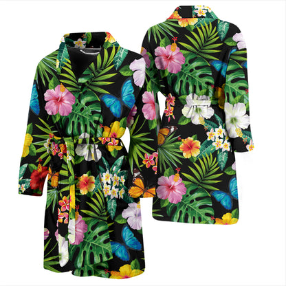 Hibiscus With Butterfly Print Design LKS305 Men Bathrobe