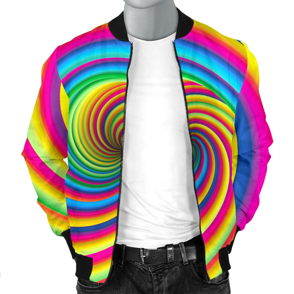 Vortex Twist Swirl Rainbow Design Men Bomber Jacket