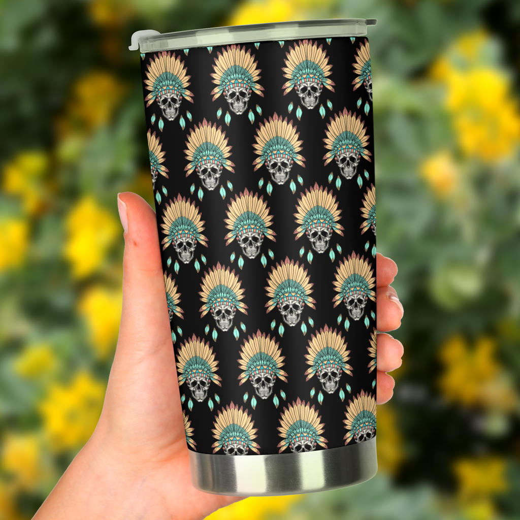 American indian Skull Pattern Tumbler