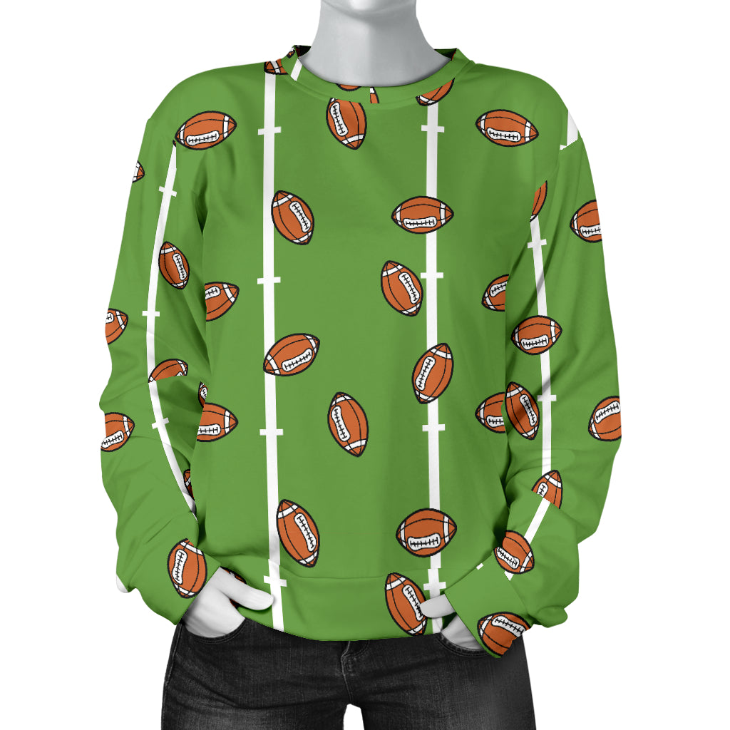 American Football on Field Themed Print Women Long Sleeve Sweatshirt