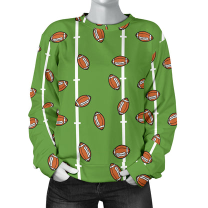 American Football on Field Themed Print Women Long Sleeve Sweatshirt