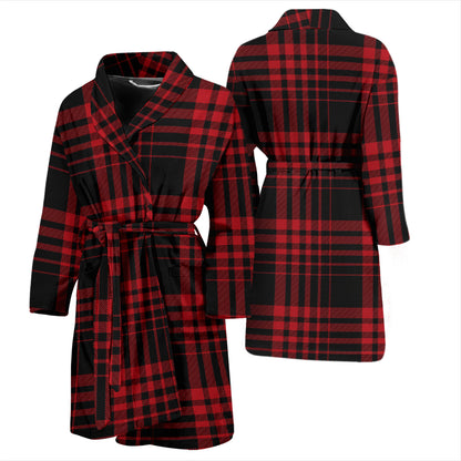 Tartan Red Black Print Design LKS303 Men Bathrobe