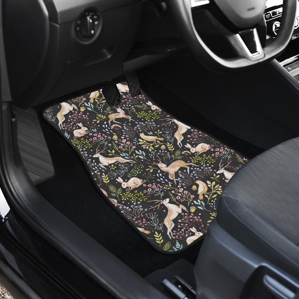 Deer Floral Jungle Car Floor Mats Front Back