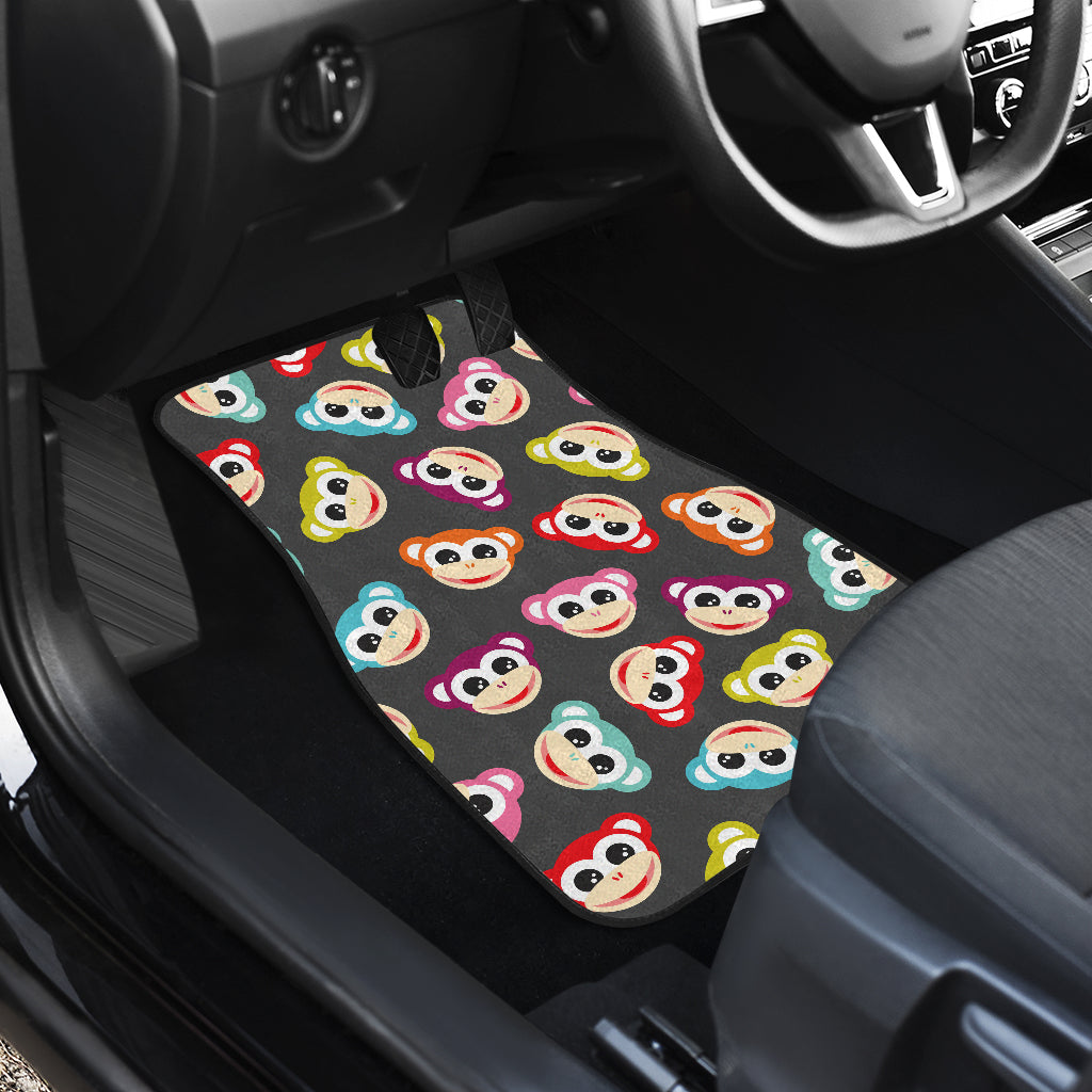 Monkey Head Design Themed Print Car Floor Mats Front Back