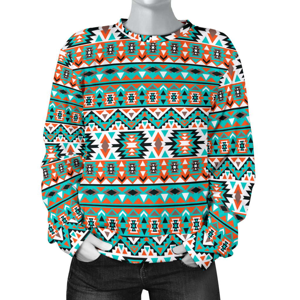 Indian Navajo Ethnic Themed Design Print Women Long Sleeve Sweatshirt
