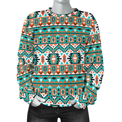 Indian Navajo Ethnic Themed Design Print Women Long Sleeve Sweatshirt