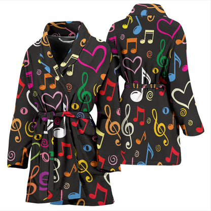 Music note Pattern Print Design A01 Women Bathrobe