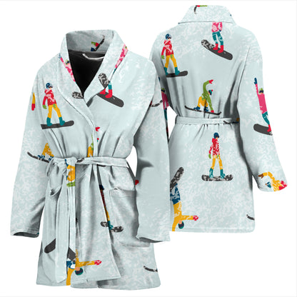 Snowboard Print Design LKS304 Women Bathrobe