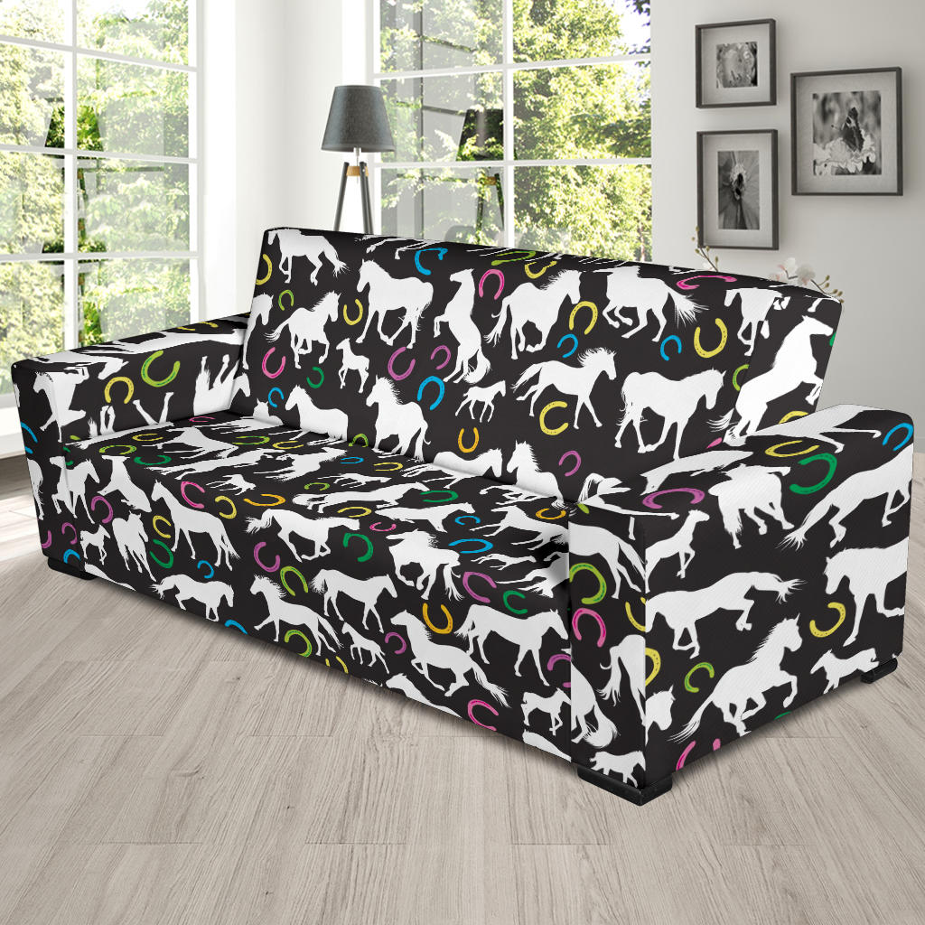 Horse Hoof Colorful Print Design LKS301 Sofa Slipcover