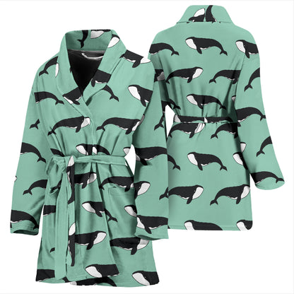 Whale Print Design LKS307 Women Bathrobe