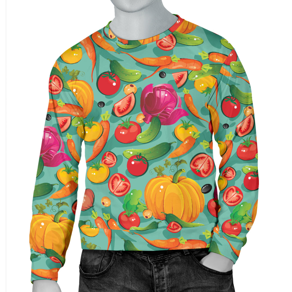 Vegan Colorful Themed Design Print Men Long Sleeve Sweatshirt