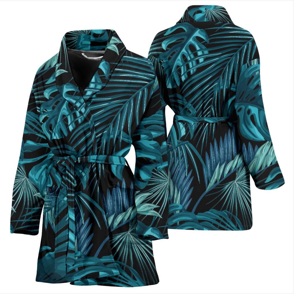 Palm Leaf Pattern Print Design A03 Women Bathrobe