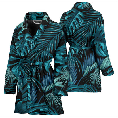 Palm Leaf Pattern Print Design A03 Women Bathrobe