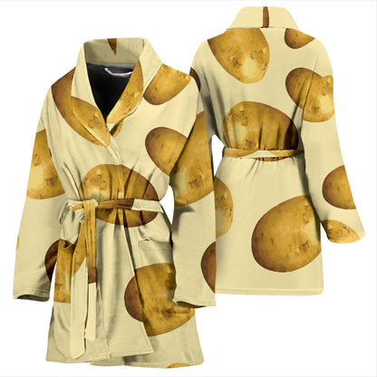 Potato Pattern Print Design A01 Women Bathrobe