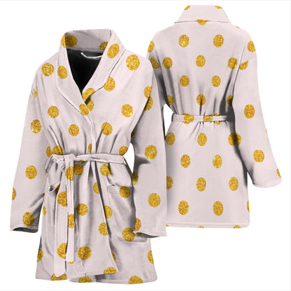 Polka Dot Gold Pink Pattern Print Design 01 Women Bathrobe