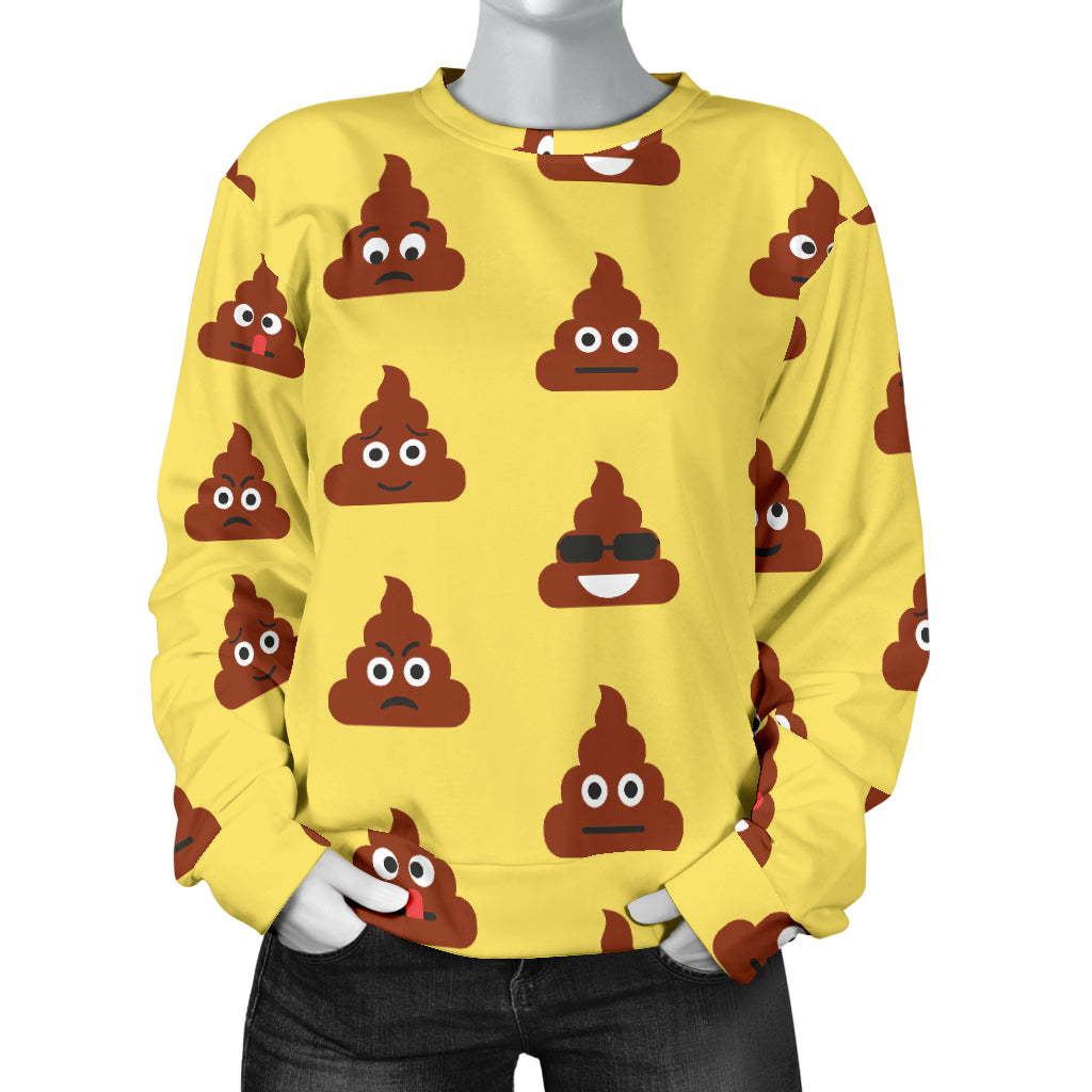 Emoji Poop Print Pattern Women Long Sleeve Sweatshirt