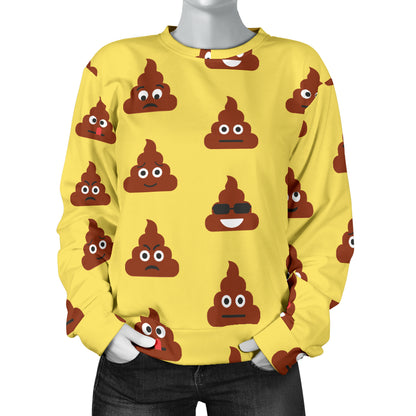 Emoji Poop Print Pattern Women Long Sleeve Sweatshirt
