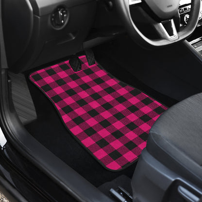 Pink Tartan Plaid Pattern Car Floor Mats Front Back