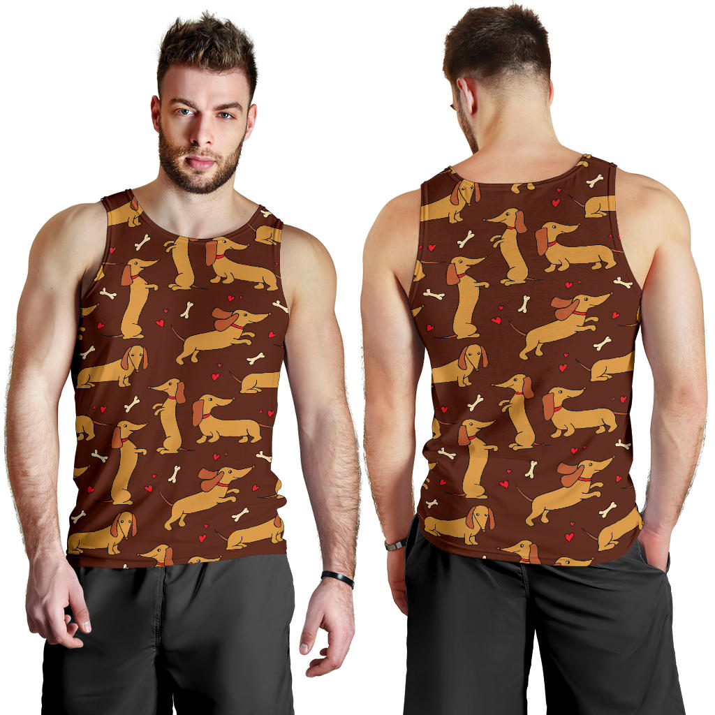 Dachshund Happy Print Pattern Men Tank Top