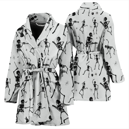 Skeleton Music Player Print Design LKS303 Women Bathrobe