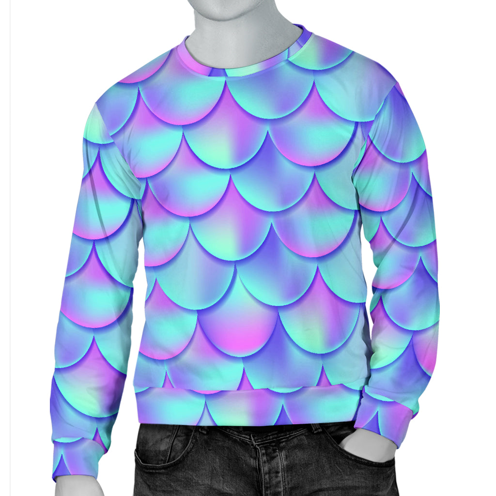 Mermaid Tail Design Print Pattern Men Long Sleeve Sweatshirt