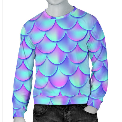 Mermaid Tail Design Print Pattern Men Long Sleeve Sweatshirt