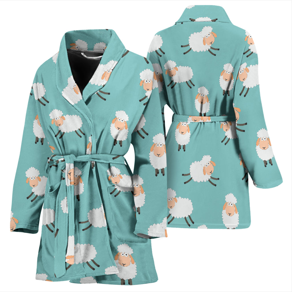 Sheep Print Design LKS406 Women Bathrobe