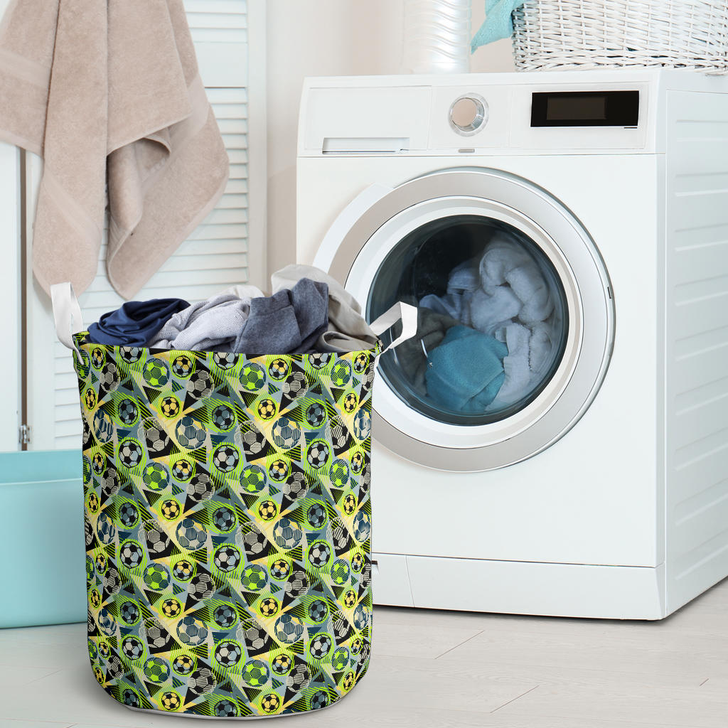 Soccer Ball Themed Print Pattern Laundry Basket