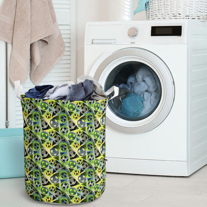 Soccer Ball Themed Print Pattern Laundry Basket