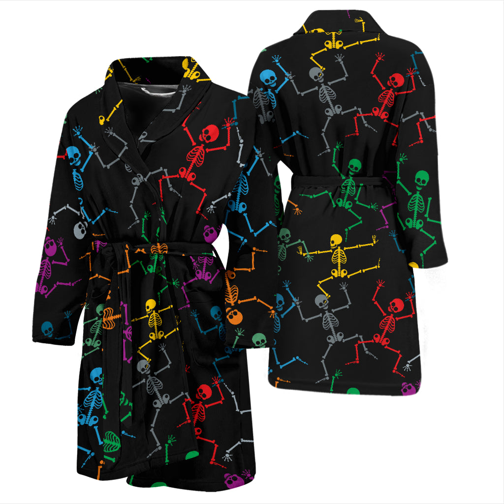 Skeleton Colorful Print Design LKS302 Men Bathrobe