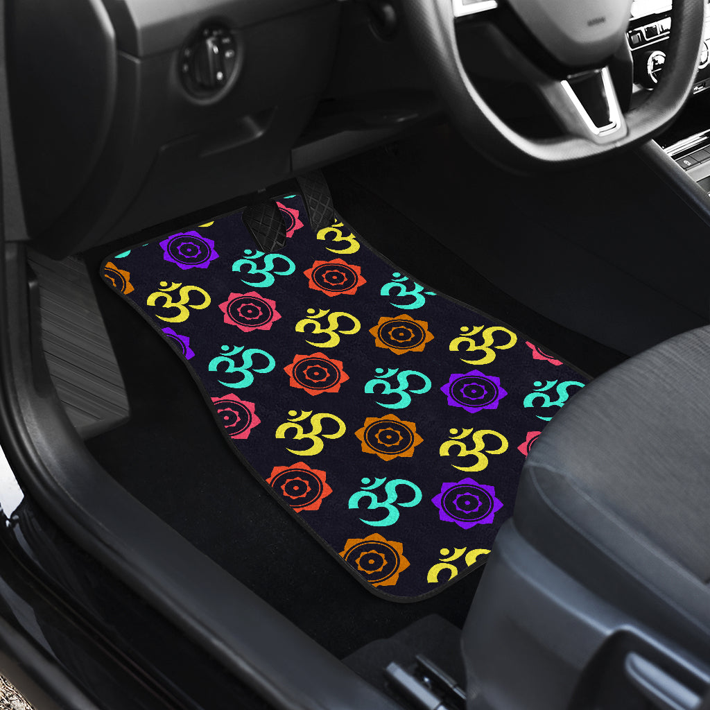 Chakra OM Print Pattern Car Floor Mats Front Back