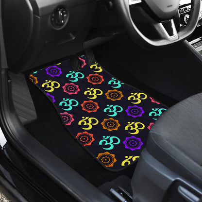 Chakra OM Print Pattern Car Floor Mats Front Back