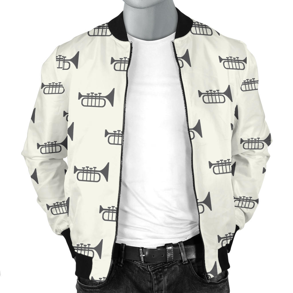Trumpet Pattern Themed Print Men Bomber Jacket