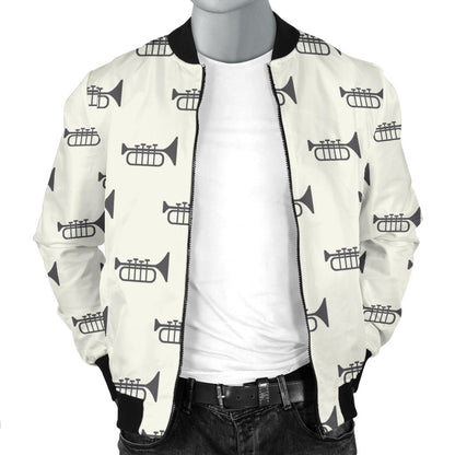 Trumpet Pattern Themed Print Men Bomber Jacket