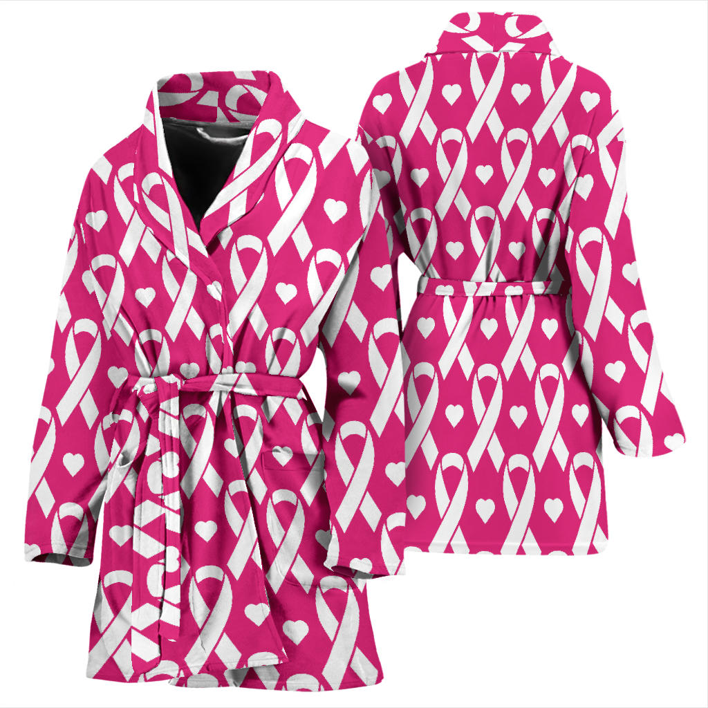 Breast cancer Pattern Print Design 05 Women Bathrobe