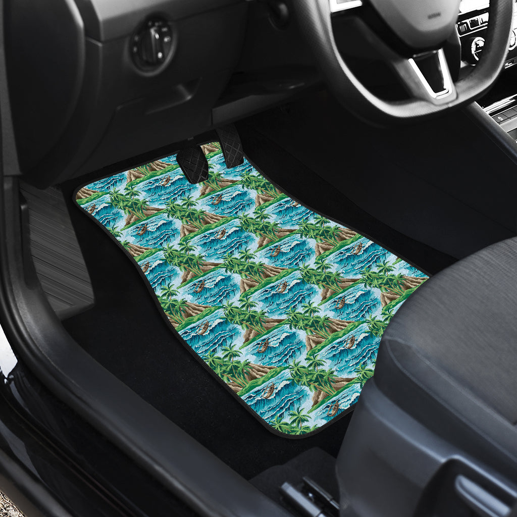 Palm Tree Hawaiian Themed Design Print Car Floor Mats Front Back