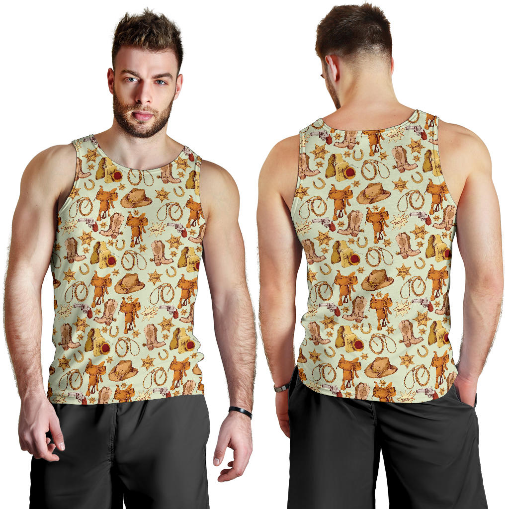 Western Cowboy Design Pattern Men Tank Top