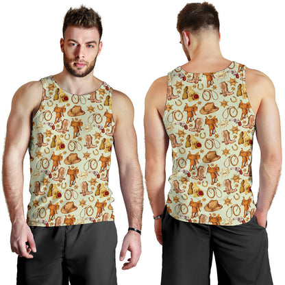 Western Cowboy Design Pattern Men Tank Top