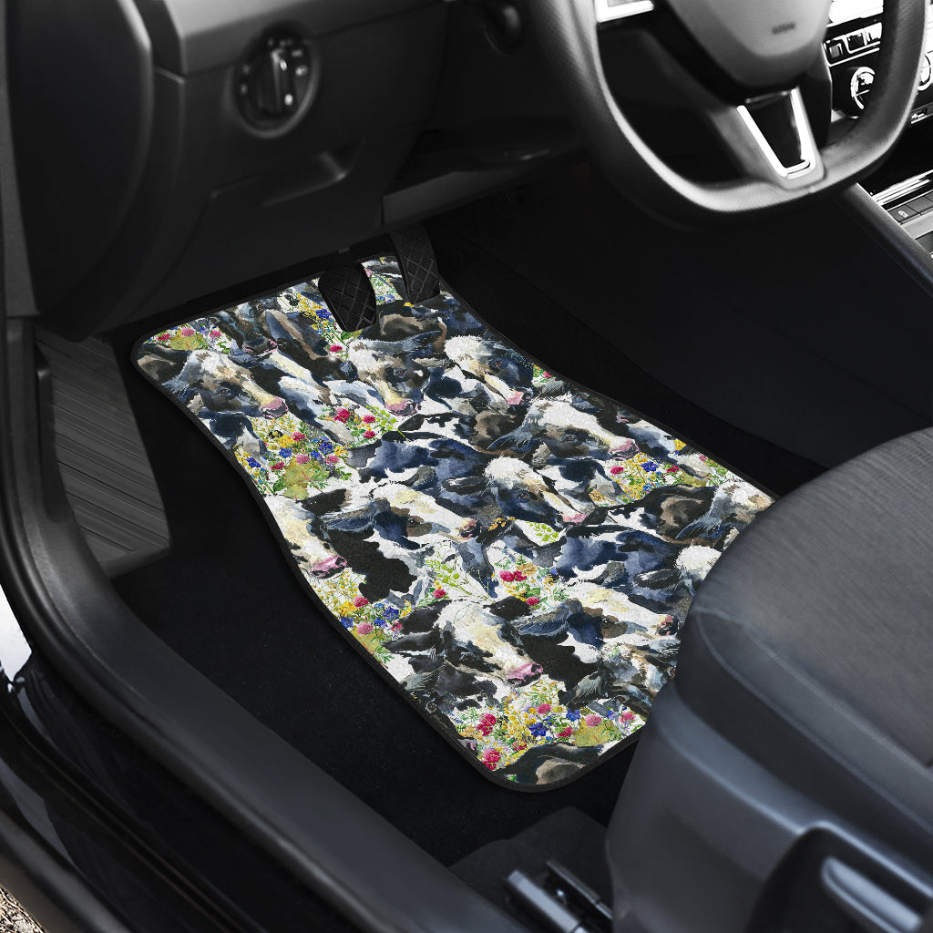 Cow Watercolor Print Pattern Car Floor Mats Front Back