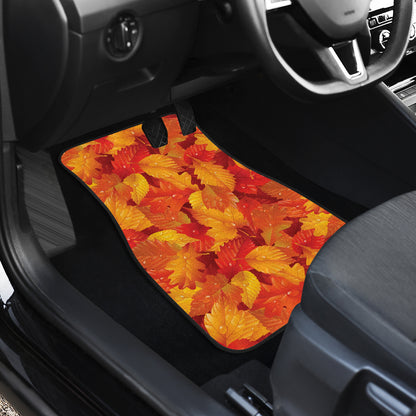 Elm Leave Autum Print Pattern Car Floor Mats Front Back
