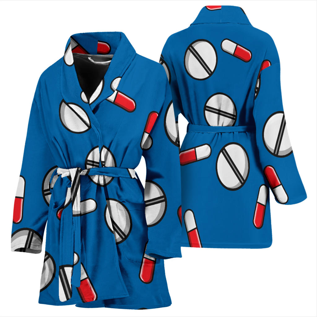 Pill Pattern Print Design A05 Women Bathrobe