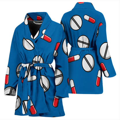 Pill Pattern Print Design A05 Women Bathrobe
