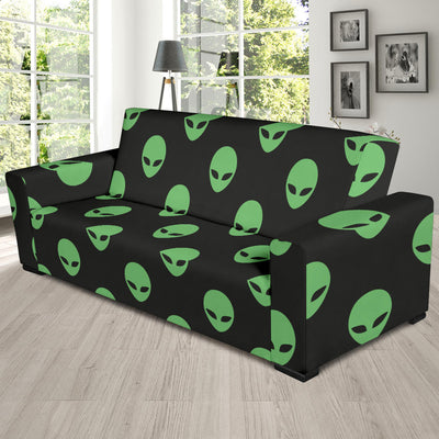 Alien Green Neon Pattern Print Design 01 Sofa Slipcover