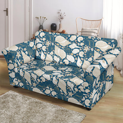 Seashell Print Design LKS308 Loveseat Couch Slipcover