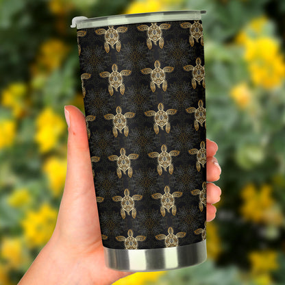 Gold Tribal Turtle Polynesian Design Tumbler
