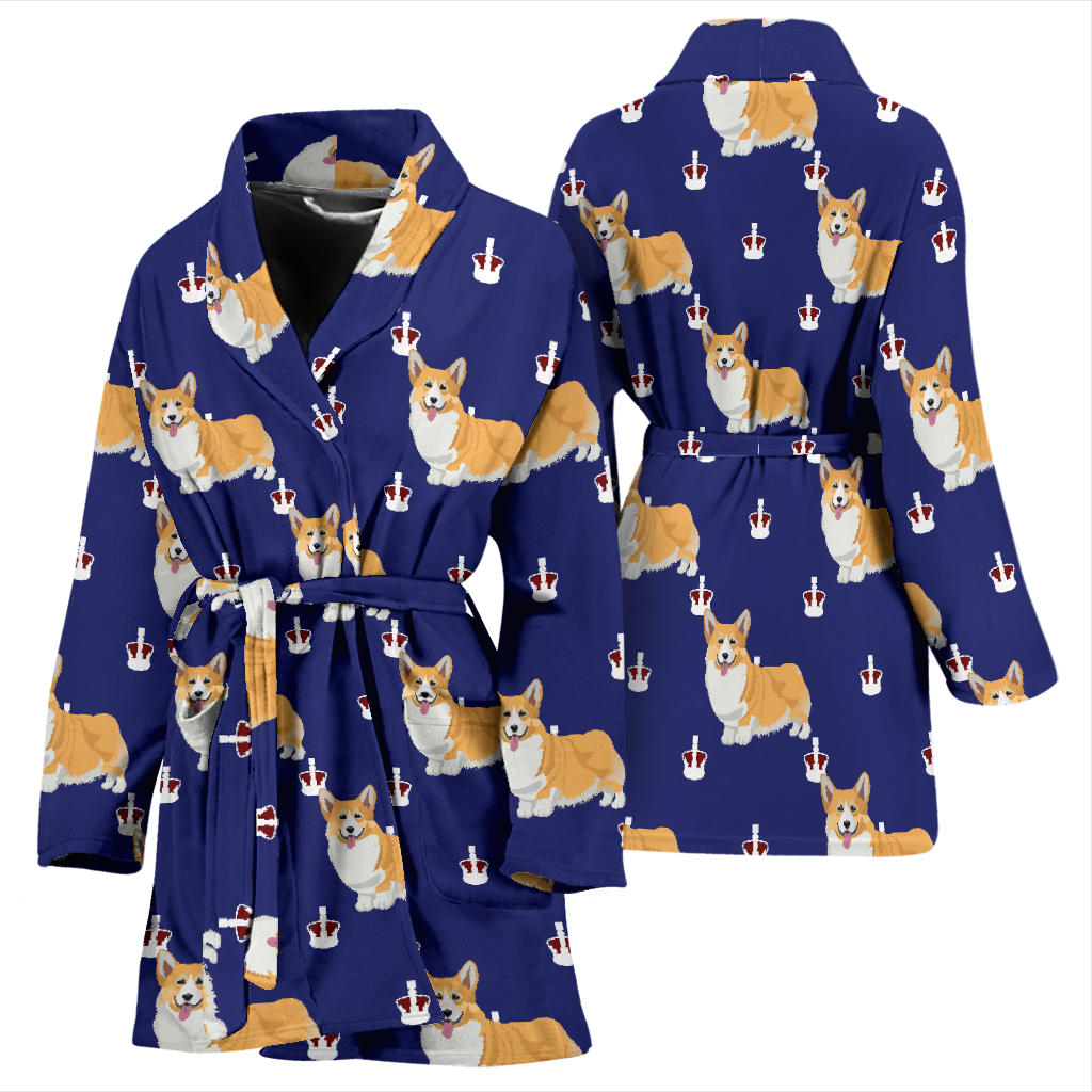 Pembroke Welsh Corgis Pattern Print Design A07 Women Bathrobe