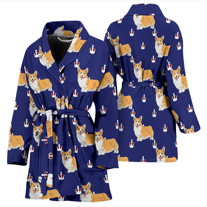 Pembroke Welsh Corgis Pattern Print Design A07 Women Bathrobe